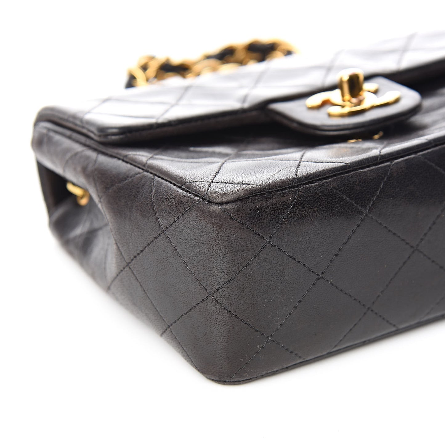 Lambskin Quilted Mini Square Flap Bag Black
