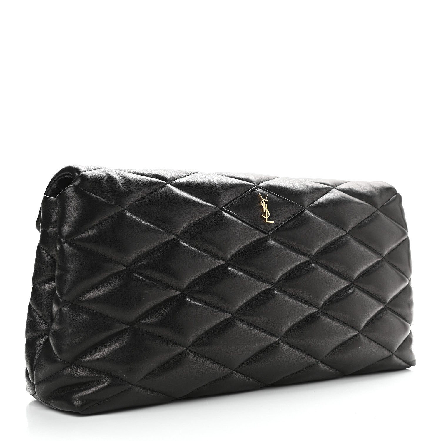 Saint Laurent Lambskin Quilted Sade Puffer Envelope Clutch Black 4 of 9