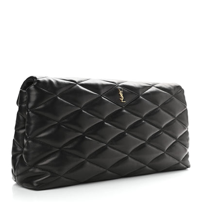 Saint Laurent Lambskin Quilted Sade Puffer Envelope Clutch Black 4 of 9