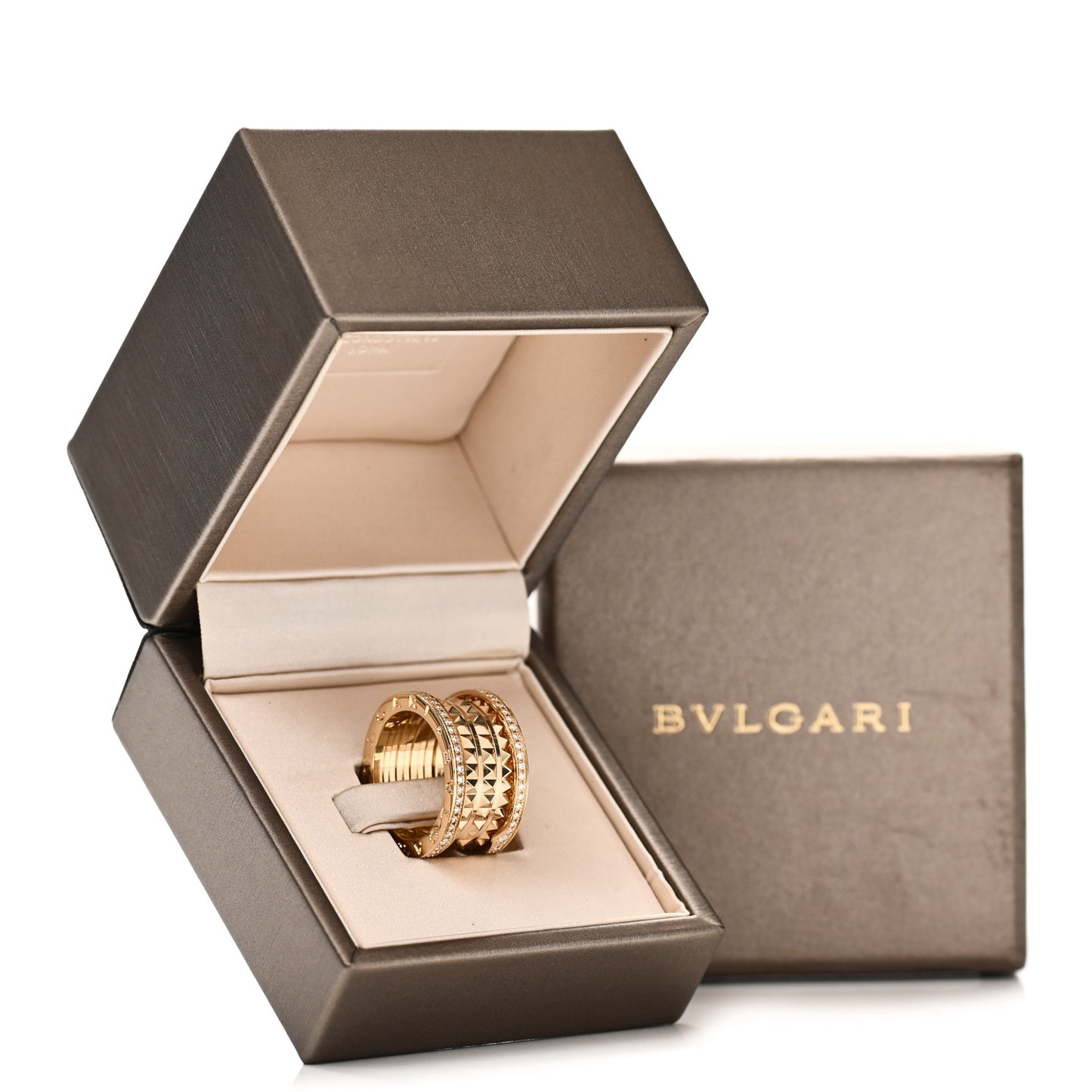 18K Yellow Gold Diamond B.Zero1 Rock Four-Band Pave Ring 54 6.75