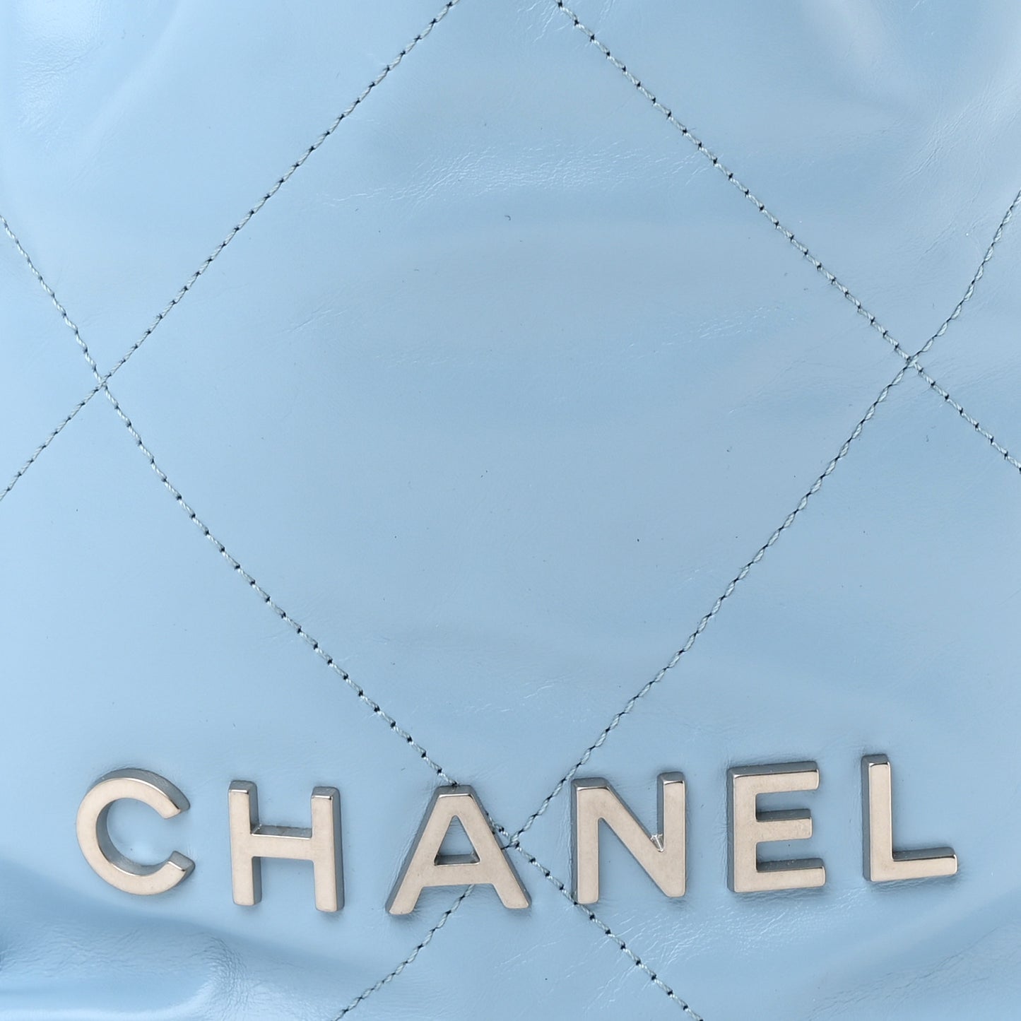Shiny Calfskin Quilted Mini Chanel 22 Light Blue