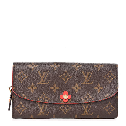 Louis Vuitton Monogram Bloom Flower Emilie Wallet Rouge 1 of 6
