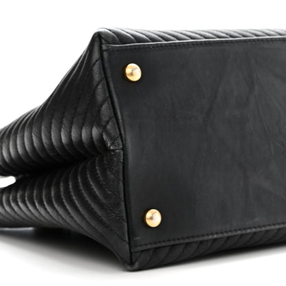 Chanel Wrinkled Lambskin Chevron Quilted Surpique Tote Black 9 of 12