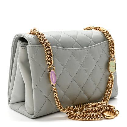 Chanel Calfskin Quilted Enamel Chain Flap Grey 3 of 11