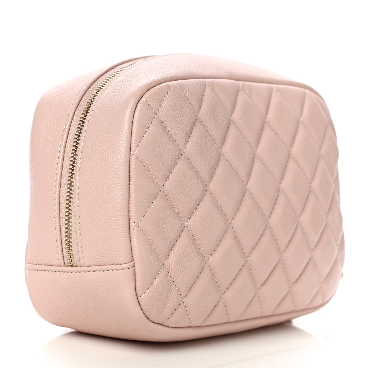 Caviar Quilted Medium Curvy Pouch Cosmetic Case Light Pink