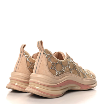 Gucci Tela Retino Mesh Crystal Suede GG Monogram Womens Gucci Run Sneakers 38.5 Light Powder Skin Rose Silver 5 of 9
