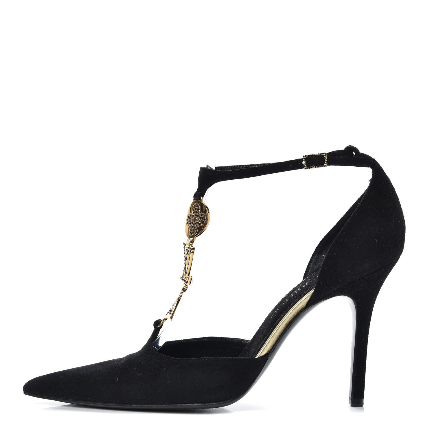 Louis Vuitton Suede Vegas T Strap Pumps 39.5 Black 1 of 9