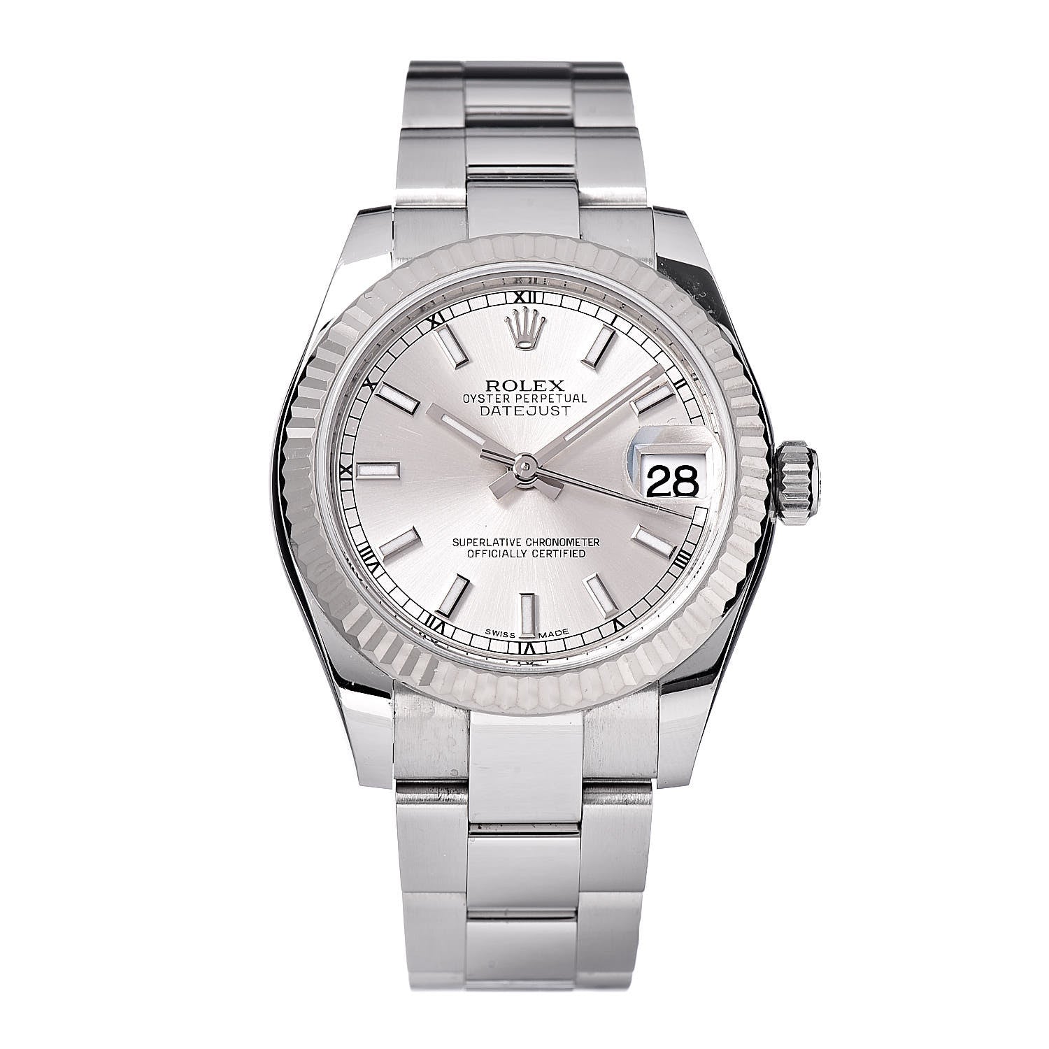 Rolex Stainless Steel 18K White Gold 31mm Oyster Perpetual Datejust Watch Silver 178274 1 of 7