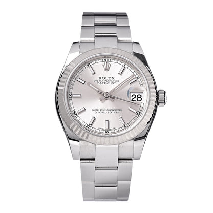 Rolex Stainless Steel 18K White Gold 31mm Oyster Perpetual Datejust Watch Silver 178274 1 of 7