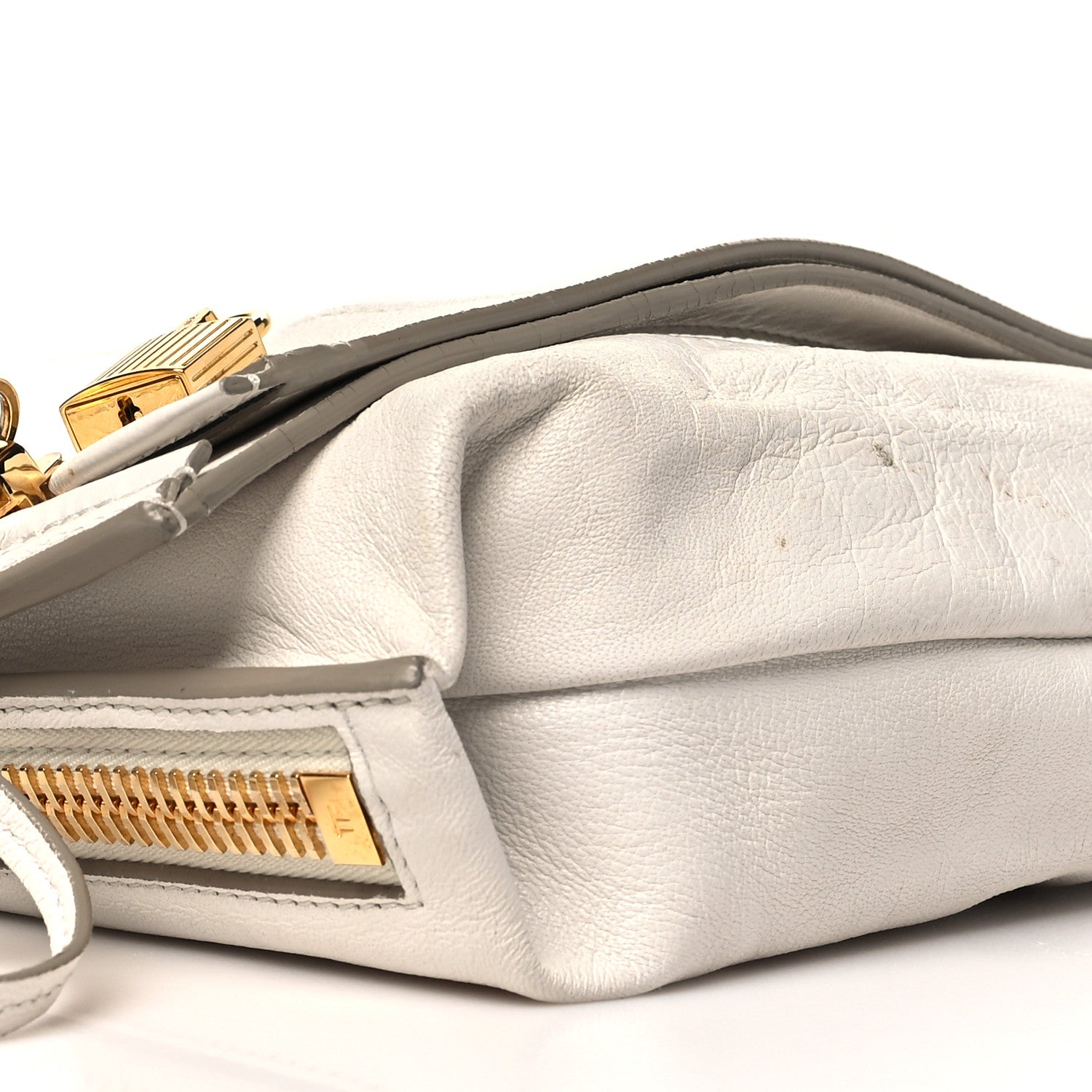 Tom Ford Ramskin Large Alix Padlock Zip Shoulder Bag White 9 of 11