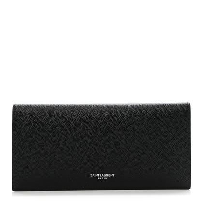 Saint Laurent Grain De Poudre Foldover Logo Wallet Black 1 of 9