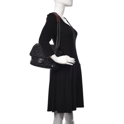 Chanel Aged Calfskin Tweed Jumbo New Portobello Flap Black 2 of 10