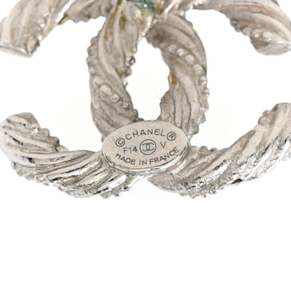 Chanel Crystal Twisted CC Earrings Silver 4 of 5