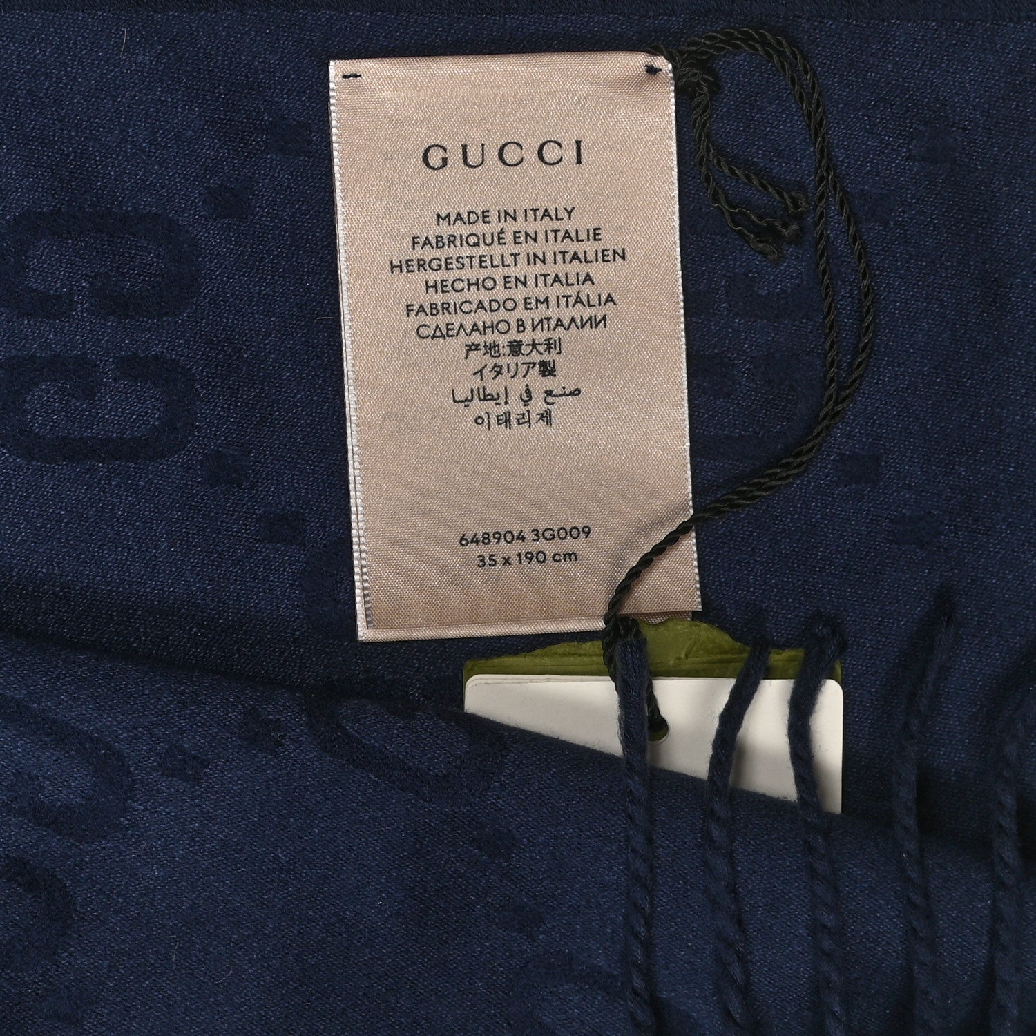 Gucci Silk Jacquard GG Monogram Fringe Scarf Blue 4 of 4