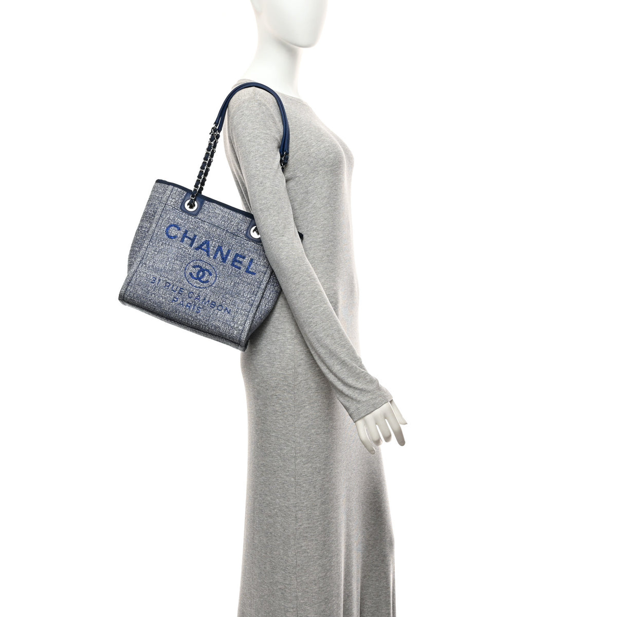 Chanel Woven Straw Raffia Mini Deauville Tote Blue 2 of 10