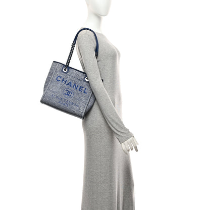 Chanel Woven Straw Raffia Mini Deauville Tote Blue 2 of 10