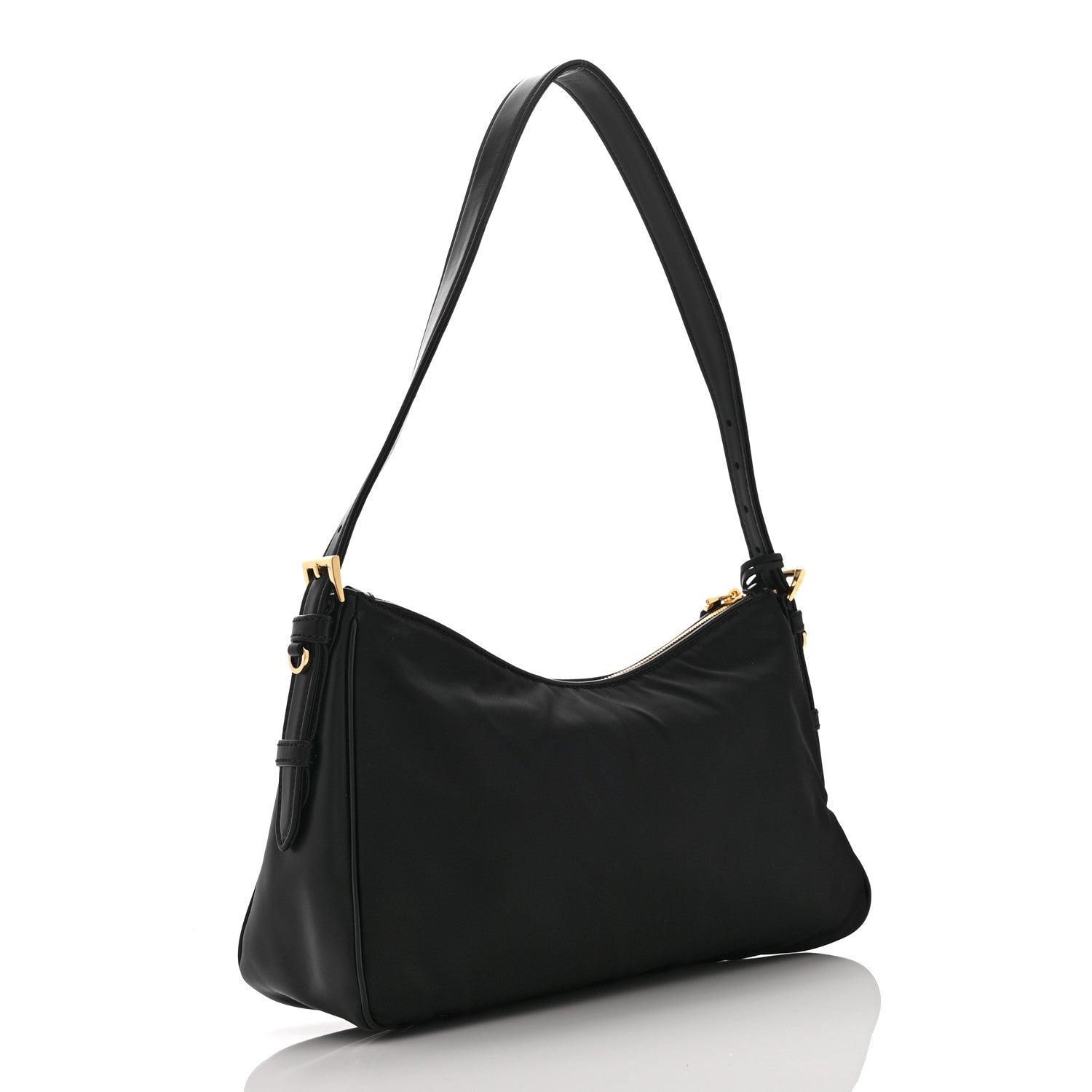 Prada Re-Nylon Vitello Large Aimee Shoulder Bag Black 3 of 10