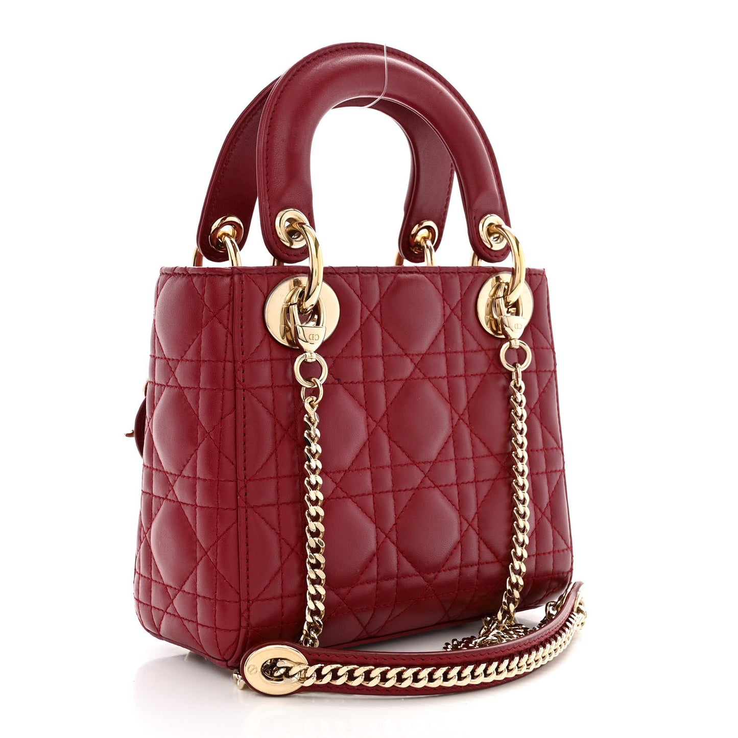 Lambskin Cannage Mini Lady Dior Burgundy