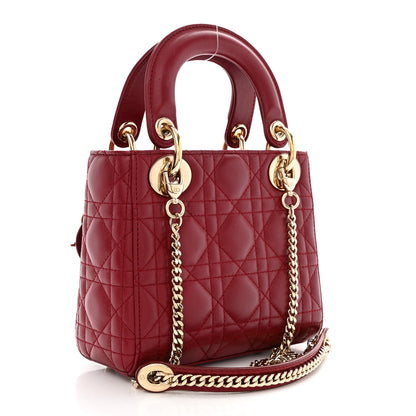 Christian Dior Lambskin Cannage Mini Lady Dior Burgundy 3 of 14