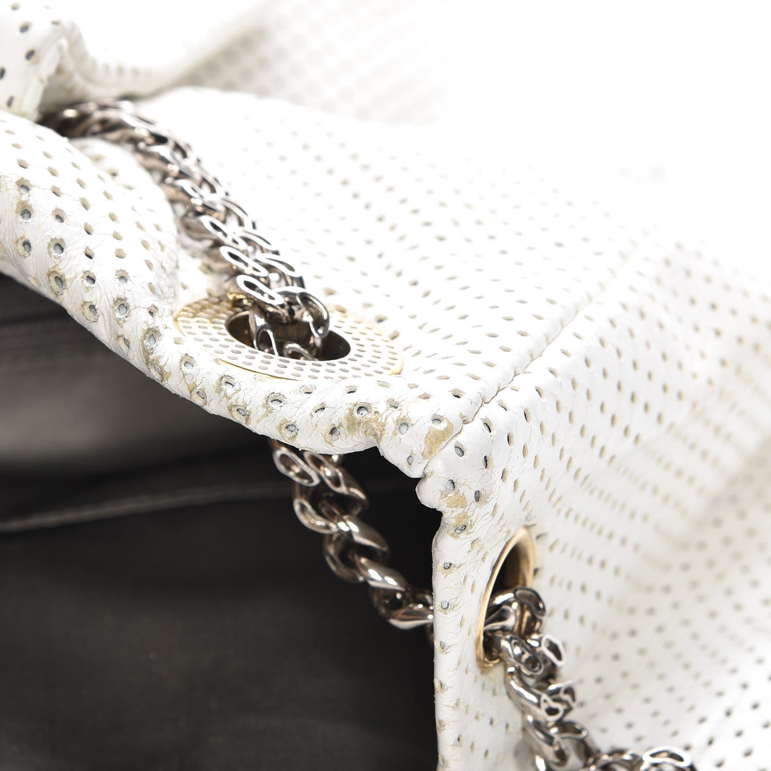 Chanel Perforated Calfskin Drill Shoulder Bag White 8 of 11