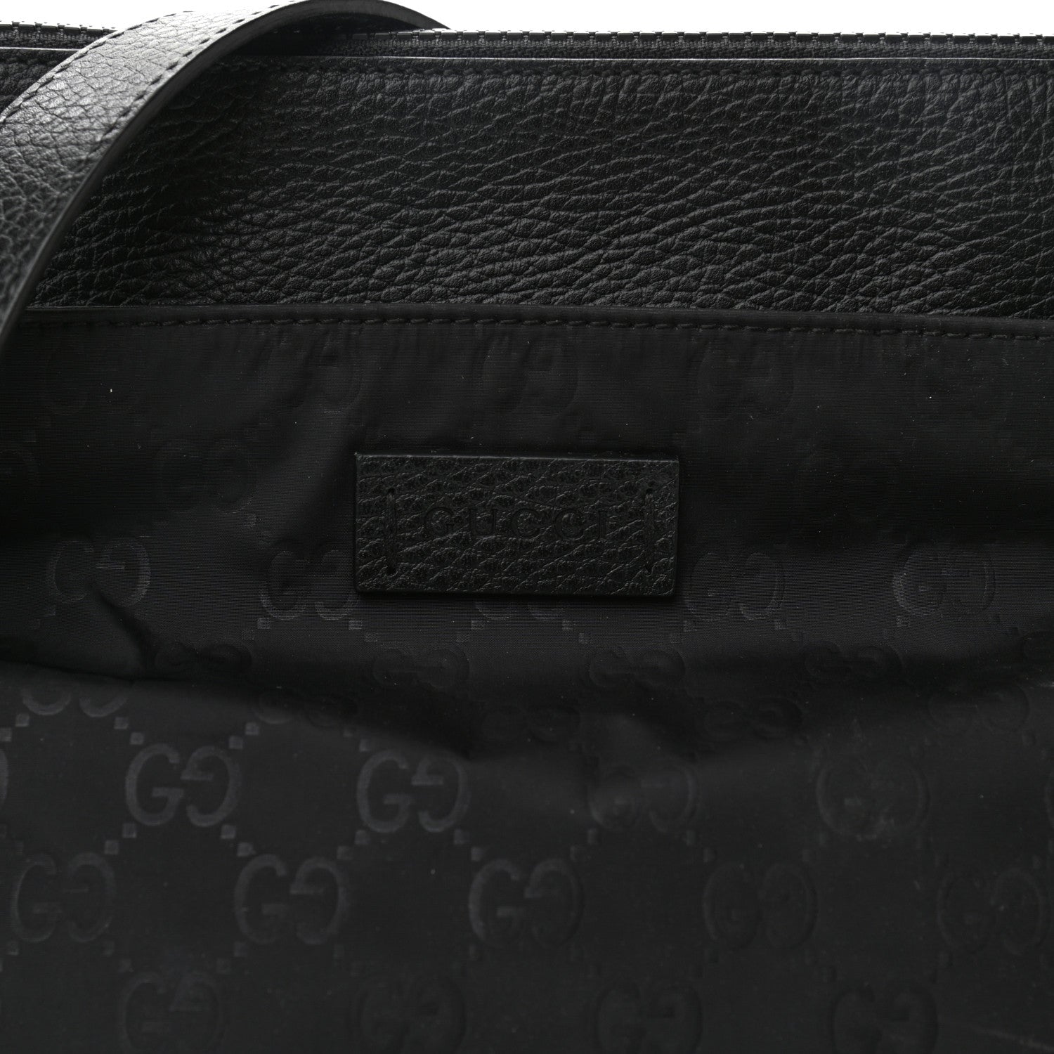 Gucci Nylon Monogram Dollar Calfskin Flat Messenger Bag Black 8 of 10