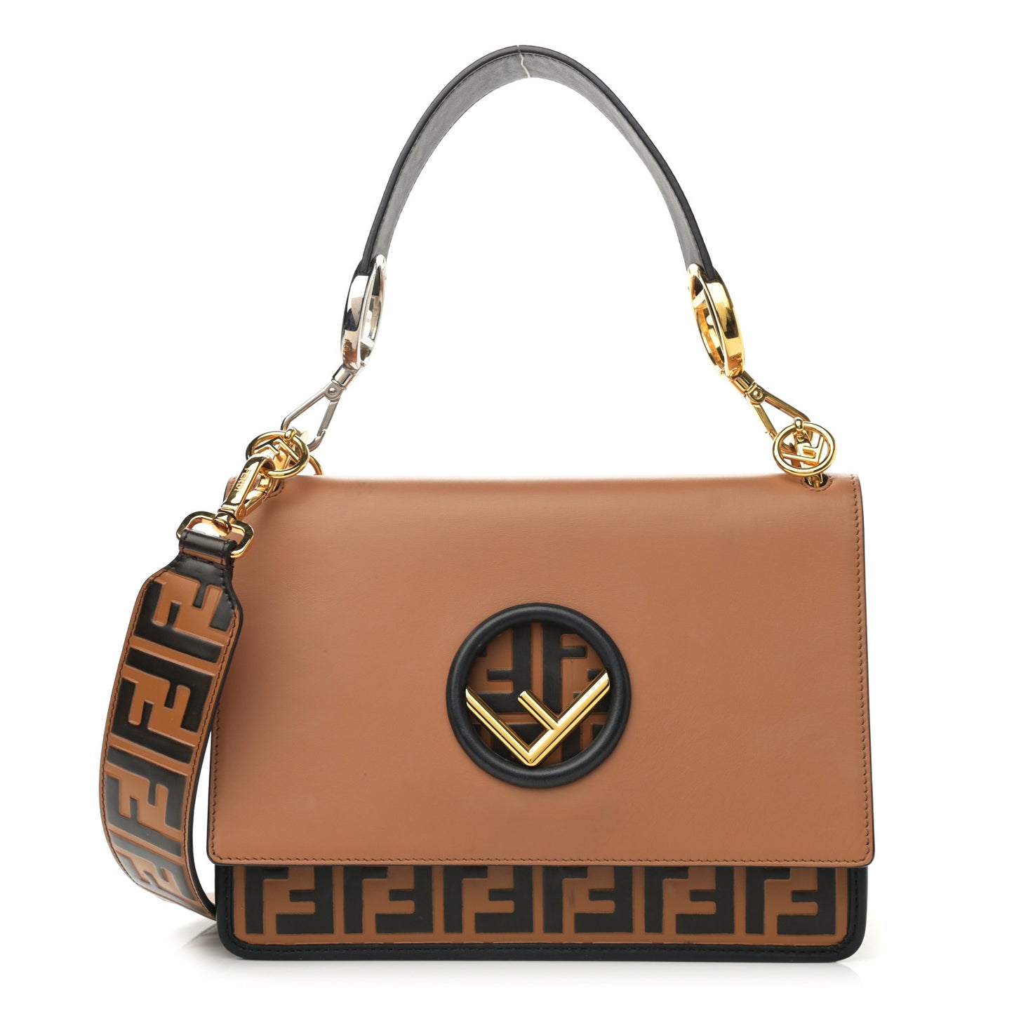 Vitello Century F is Fendi FF Embossed Kan I Shoulder Bag Orzo Tobacco