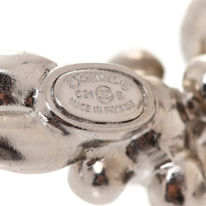 Chanel Crystal Pearl CC Leaf Earrings Silver 4 of 5