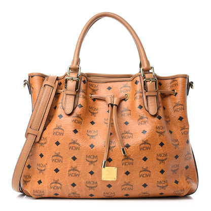 MCM Visetos Medium Drawstring Shopper Cognac 1 of 15