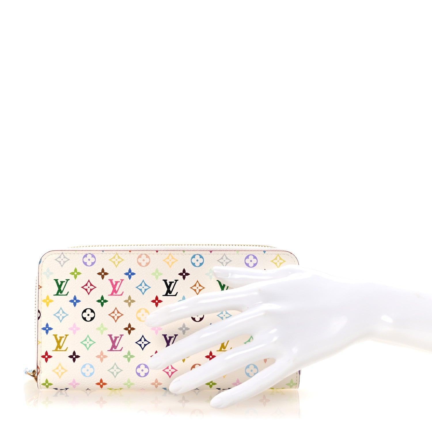 Louis Vuitton Monogram Multicolor Zippy Wallet White Litchi 3 of 12