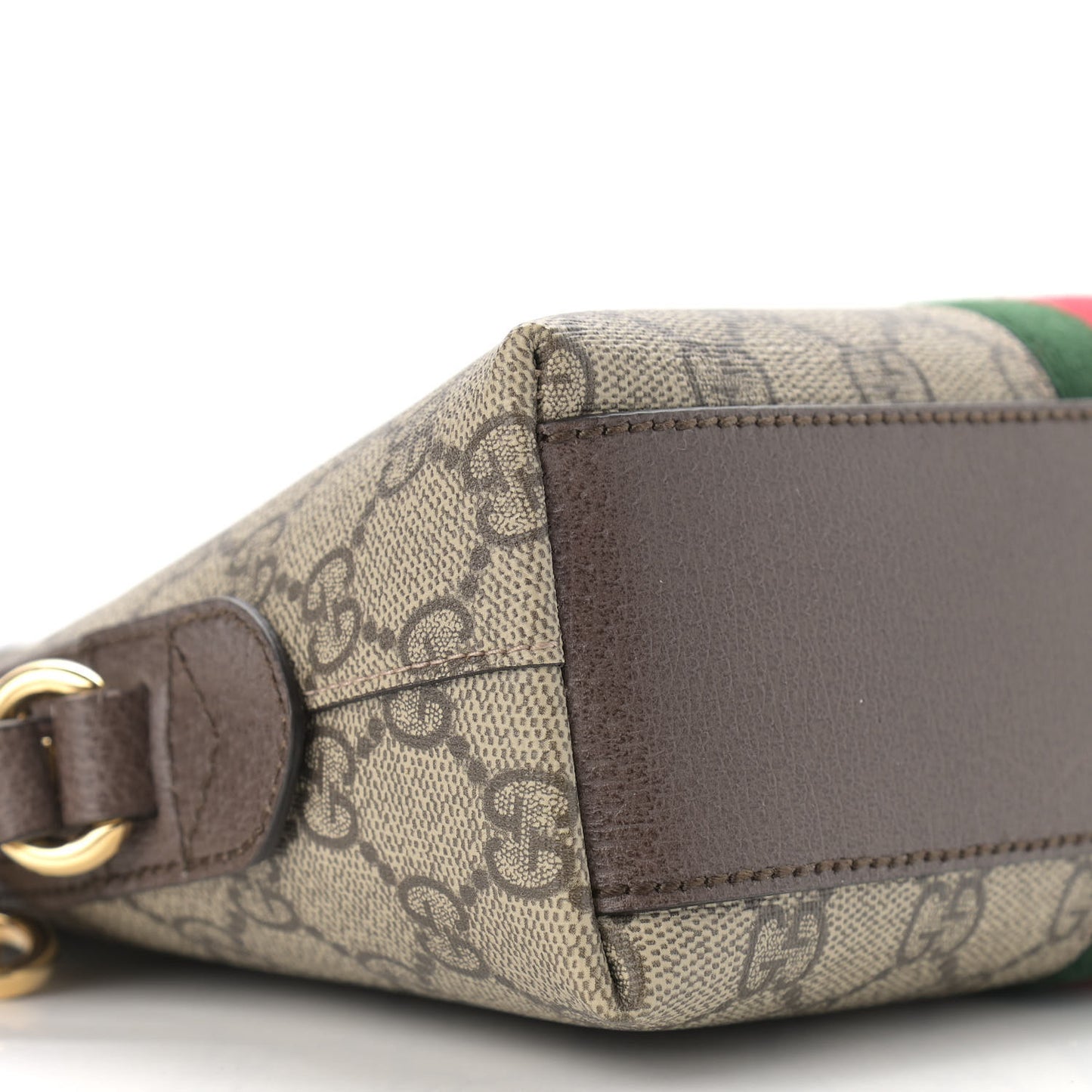 GG Supreme Monogram Textured Dollar Calfskin Web Small Ophidia Dome Shoulder Bag Beige Ebony New Acero