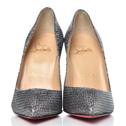 Christian Louboutin Glitter Diams Decollete 554 85 Pumps 34 Silver Antic 2 of 8