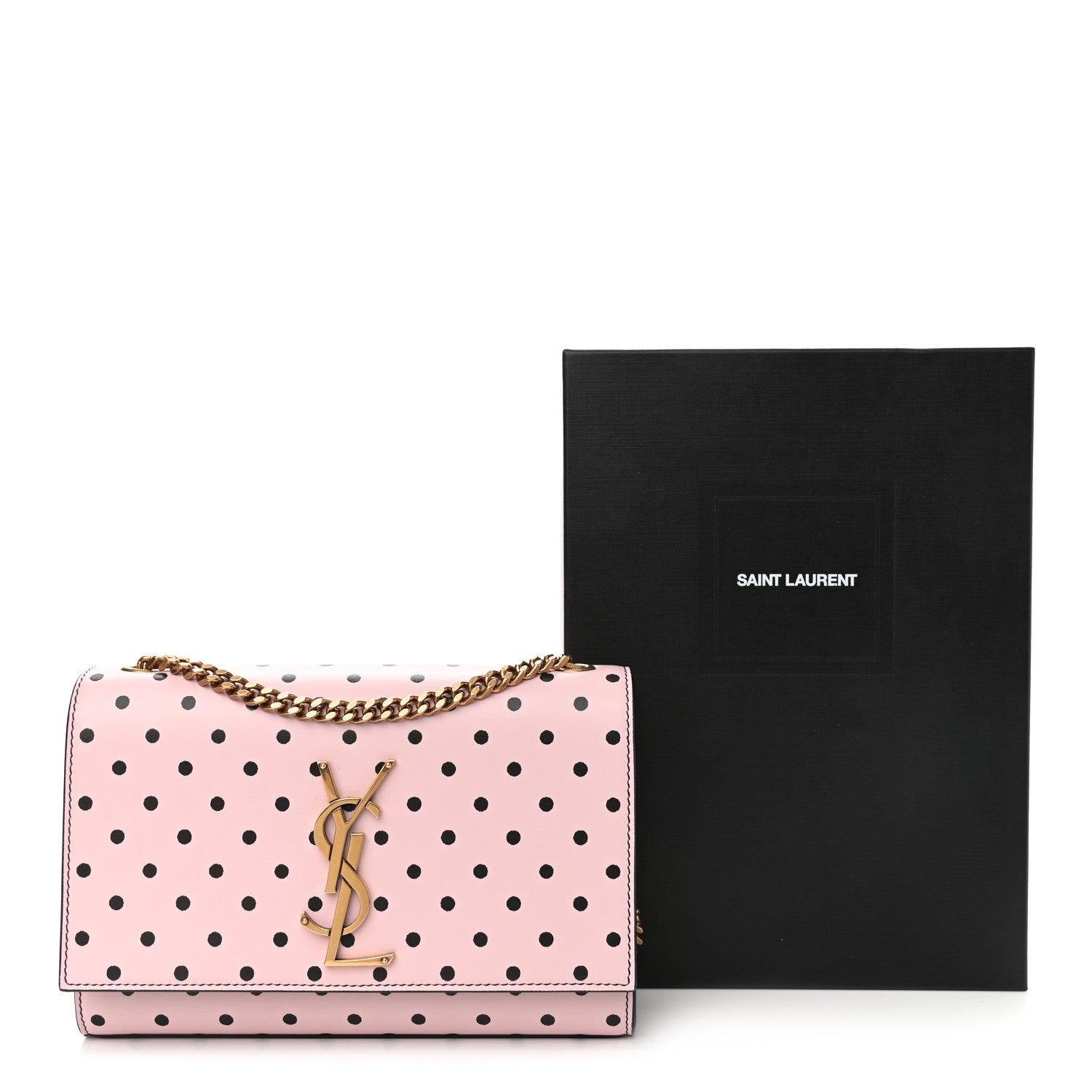 Saint Laurent Calfskin Polka Dot Small Monogram Kate Satchel Rose Black 12 of 12