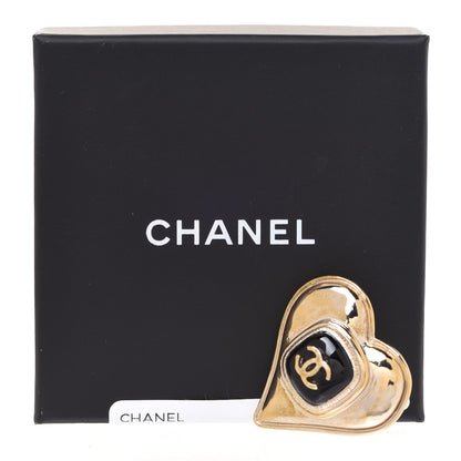 Chanel Metal Enamel CC Heart Brooch Gold 5 of 5