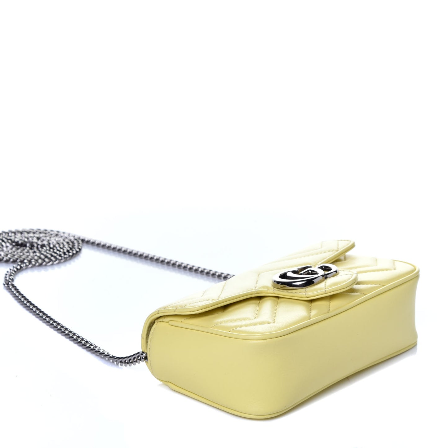 Calfskin Matelasse Super Mini GG Marmont Shoulder Bag Banana