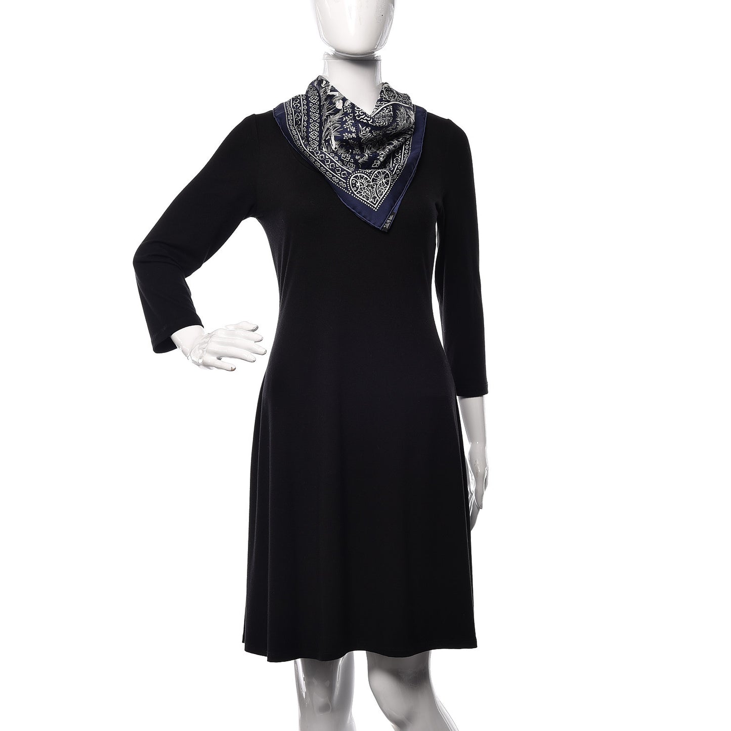 Silk Entre Ciel Et Mer Bandana Scarf 55 Marine White Black
