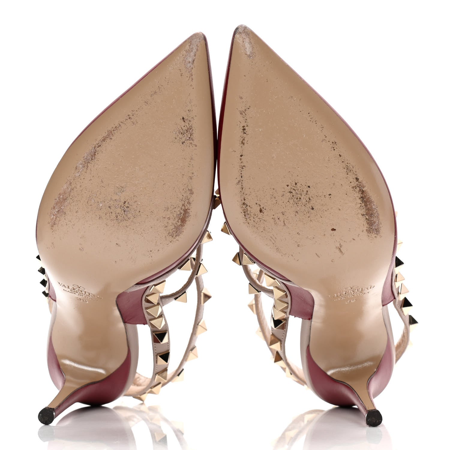 Valentino Garavani Nappa Rockstud Ankle Strap 100mm Pumps 38 Rubino Poudre 7 of 12