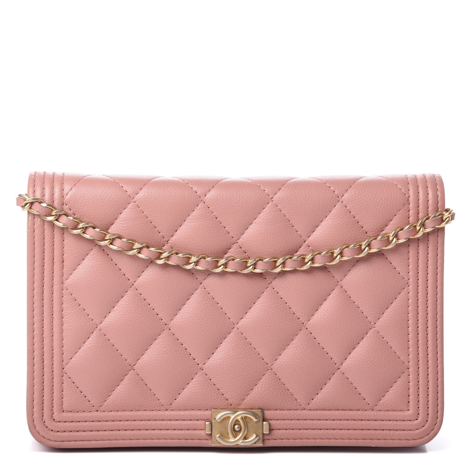 Chanel Caviar Quilted Boy Wallet On Chain WOC Light Pink 1 of 10