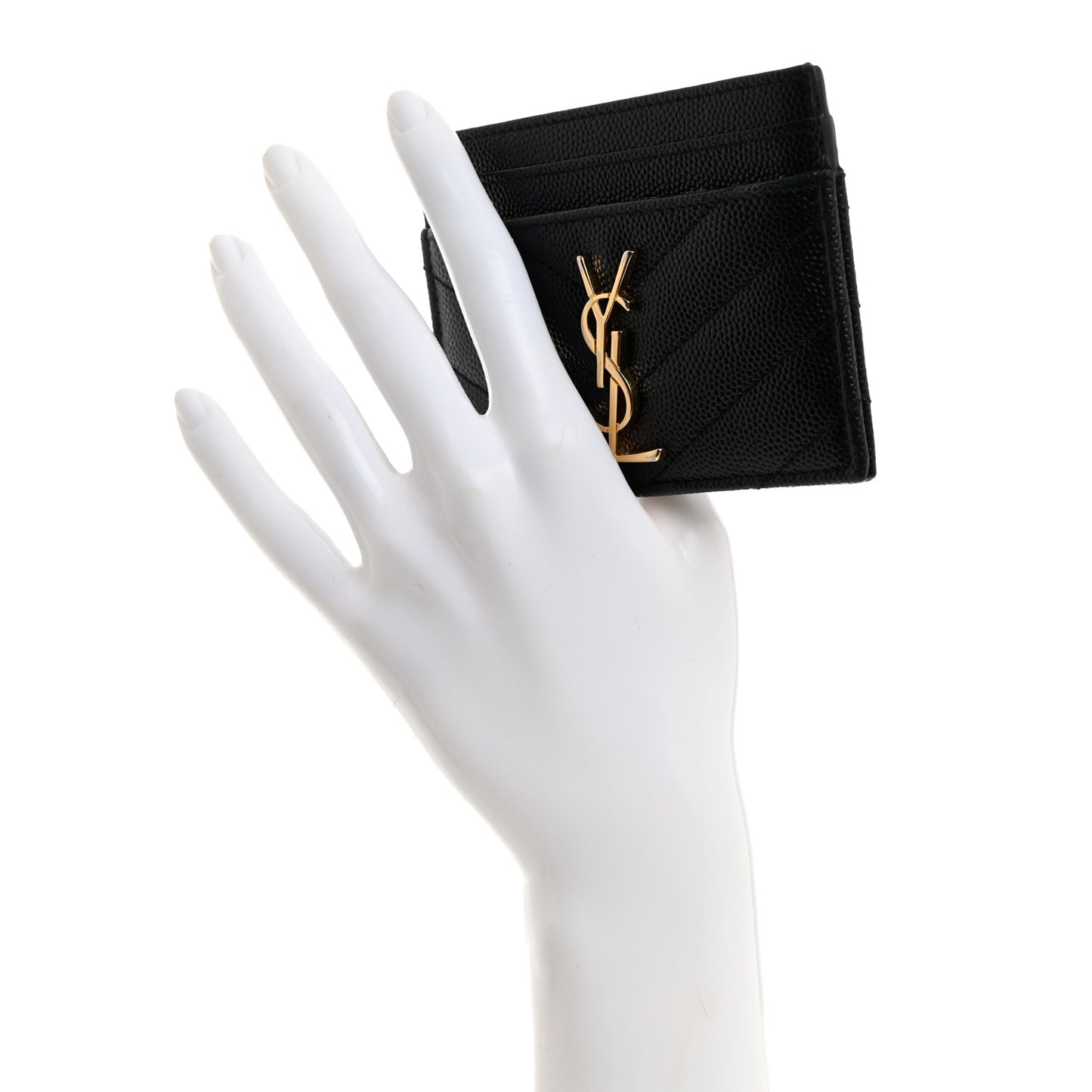Grain De Poudre Matelasse Chevron Monogram Credit Card Case Black