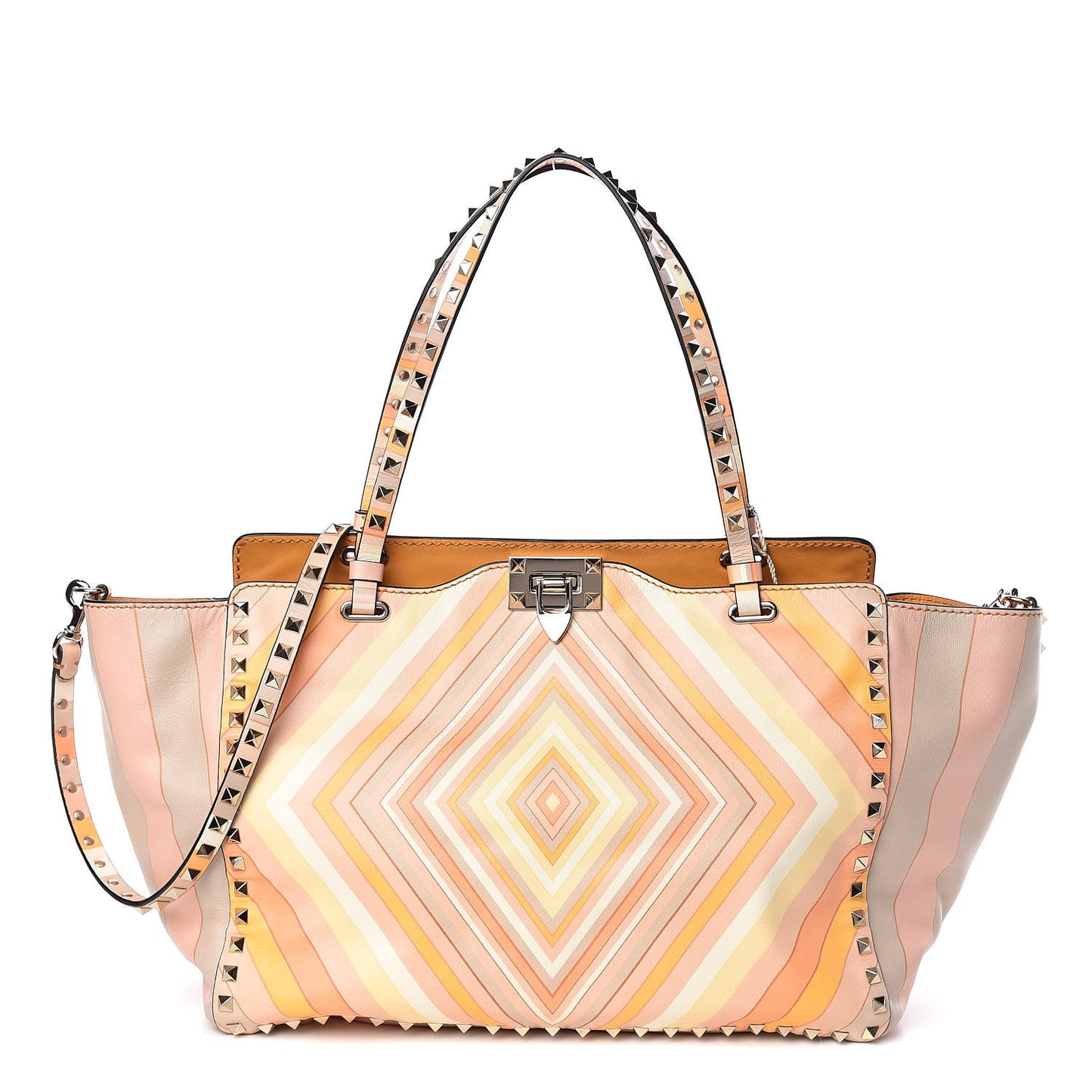 Vitello Native Couture 1975 Medium Rockstud Tote Mandarin Sorbet