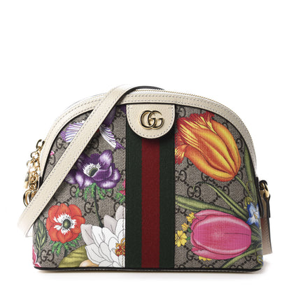 Gucci GG Supreme Monogram Flora Web GG Small Ophidia Dome Shoulder Bag White 1 of 11