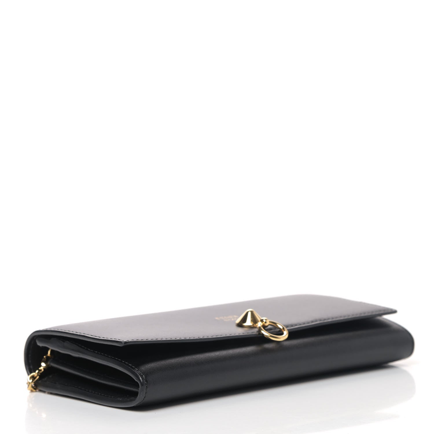 Fendi Vitello Liberty Century Lucido By The Way Continental Wallet On Chain Black 3 of 4