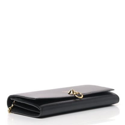Fendi Vitello Liberty Century Lucido By The Way Continental Wallet On Chain Black 3 of 4
