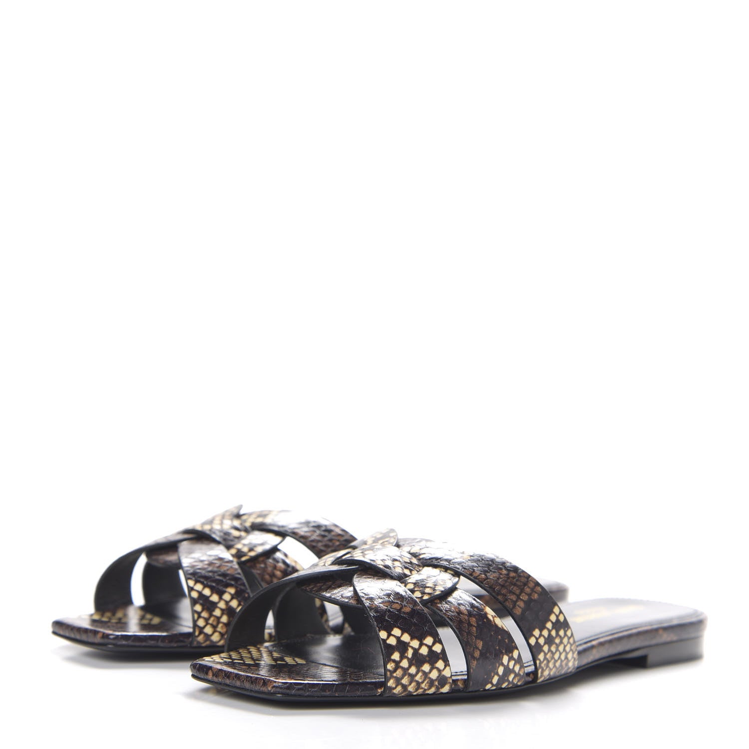 Saint Laurent Snakeskin Tribute 05 Slide Sandals 37.5 Oro 2 of 8