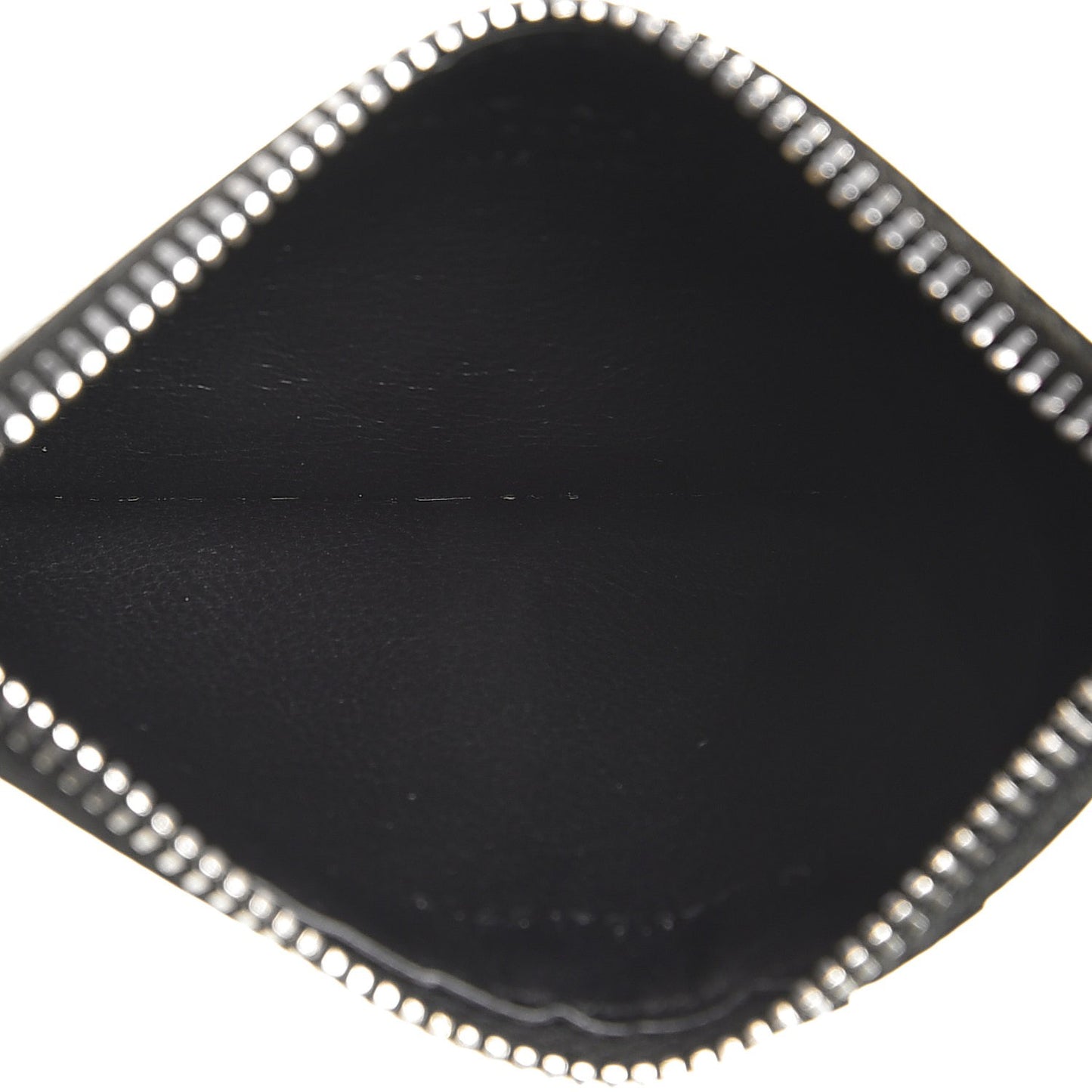 Grained Calfskin 5 Fragments Zip Pouch Card Holder Black