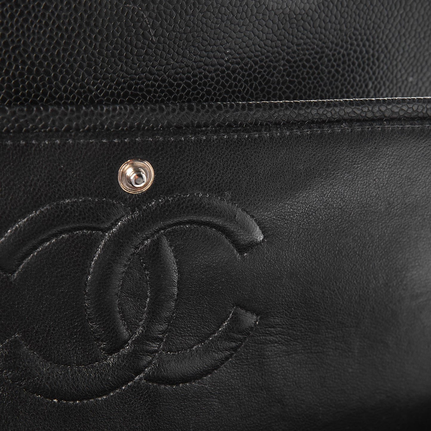 Caviar Quilted Medium Double Flap Black