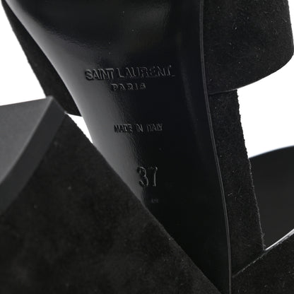 Saint Laurent Suede Oak Mule Sandals 37 Black 6 of 9