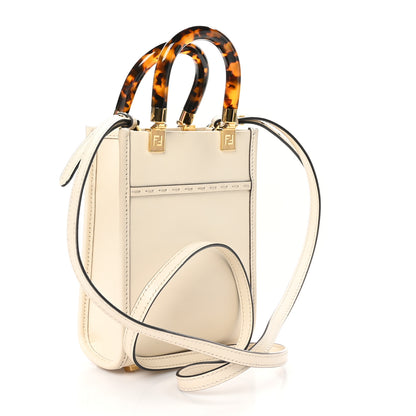 Fendi Vitello King Plexiglass Logo Embossed Mini Fendi Sunshine Shopper Tote White Ice 3 of 10