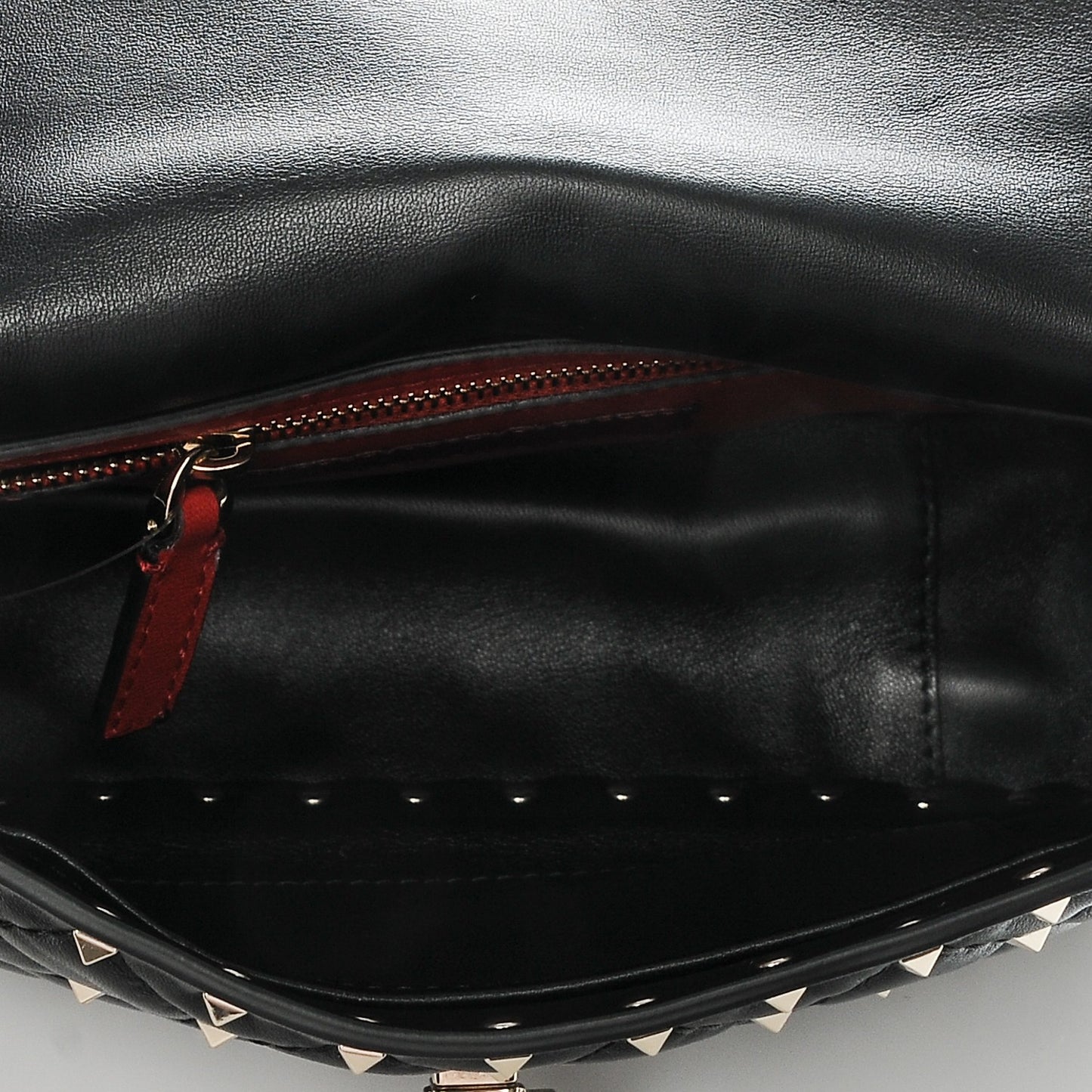 Lambskin Medium Rockstud Spike Shoulder Bag Black