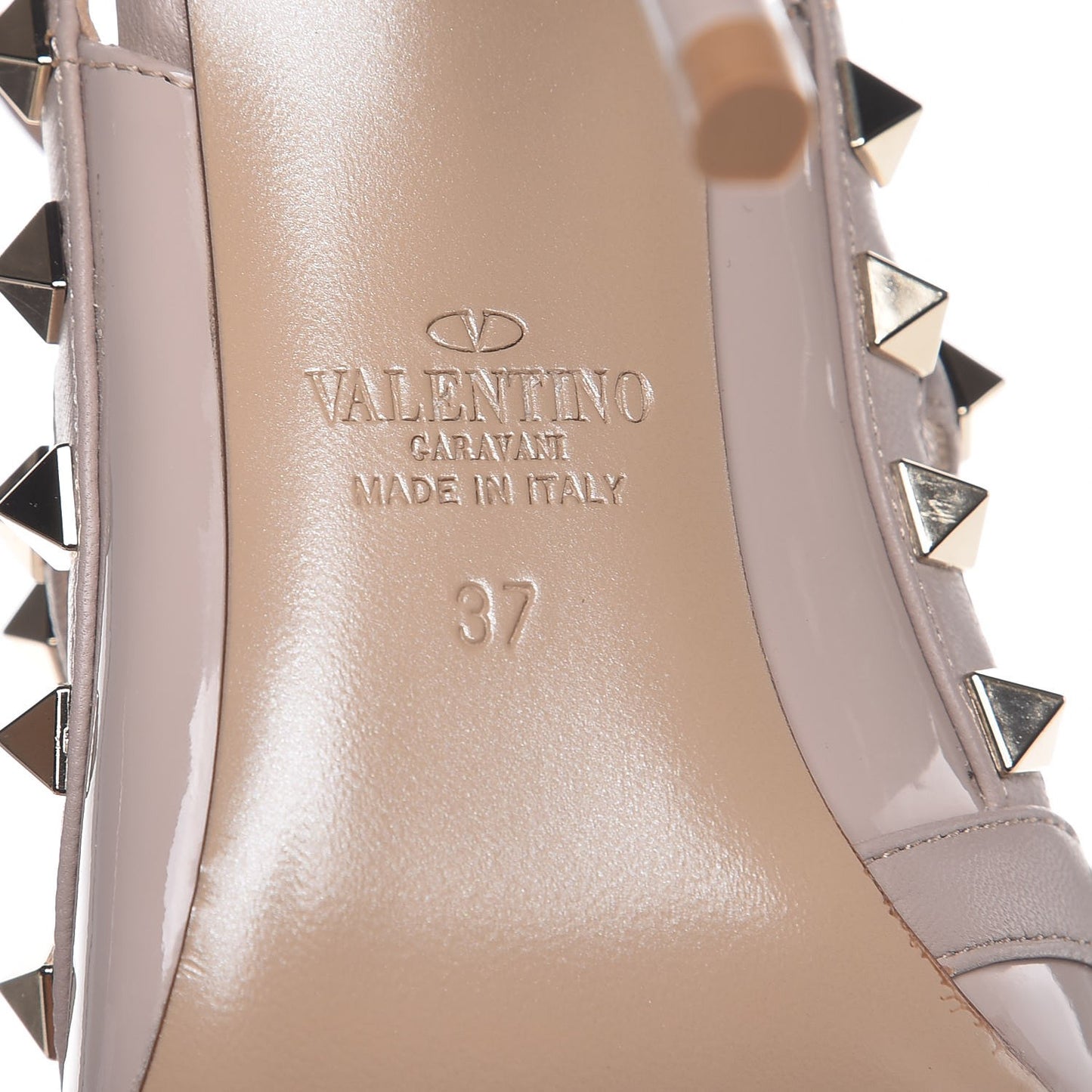 Patent Nappa Rockstud Ankle Strap 100mm Pumps 37 Poudre