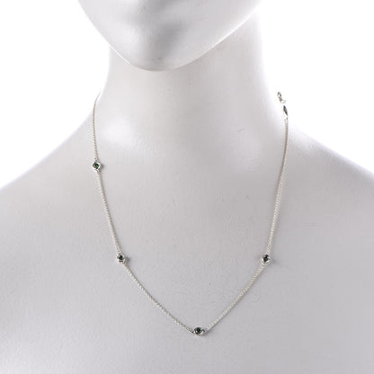 Tiffany Sterling Silver Tsavorite Elsa Peretti 5 Station Color by the Yard Necklace 2 of 9